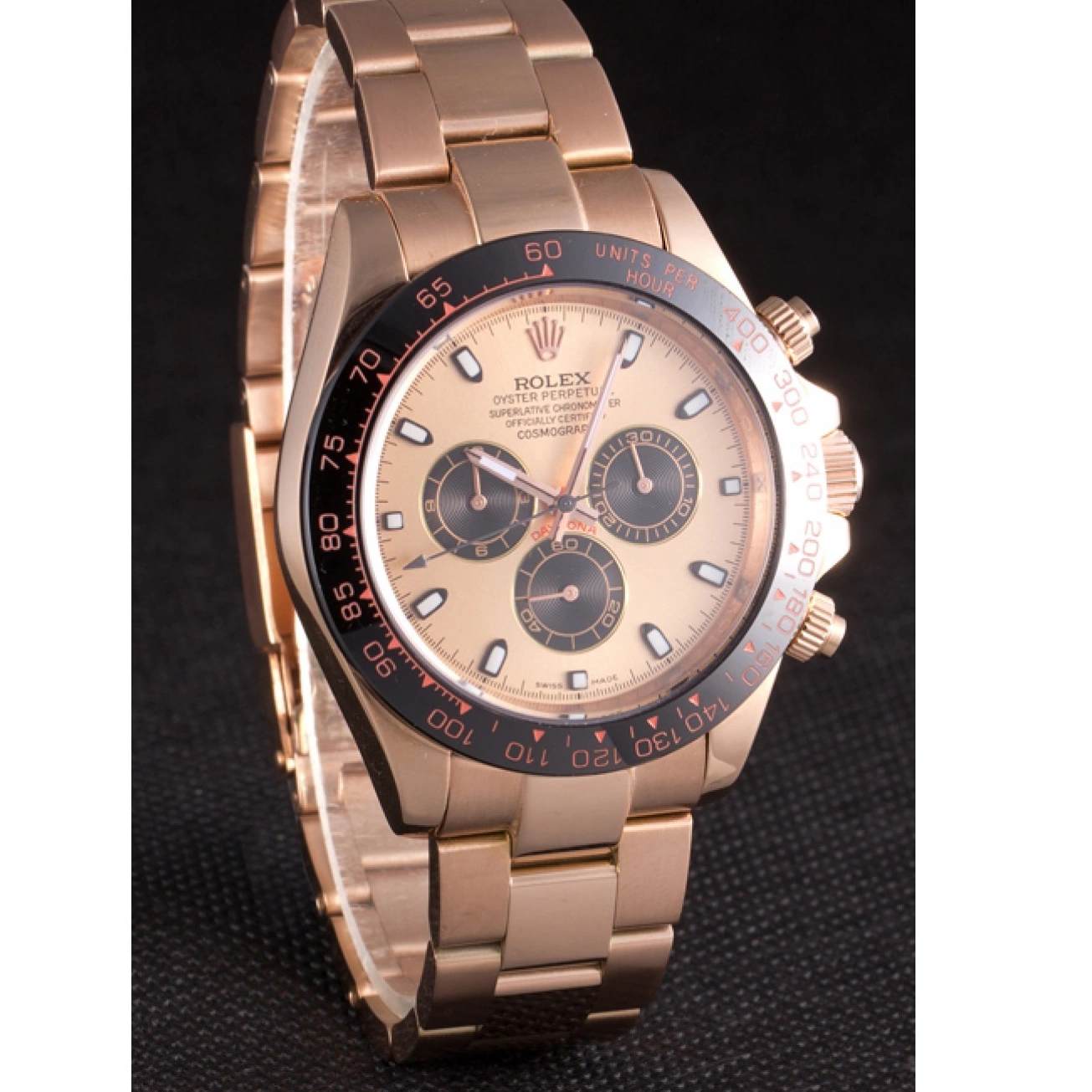 AAA Replica Watches Daytona Plated Rolex Ion Dial Tachymeter Gold Strap Rose 80244 Rose Gold 0705